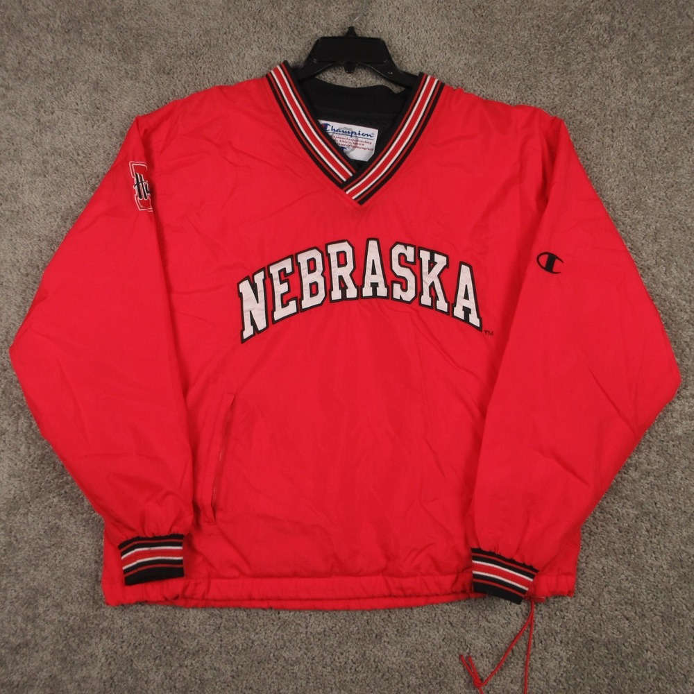 Vintage Nebraska Cornhuskers Jacket Mens Large Red Windbreaker Pullover Champion